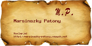 Marsinszky Patony névjegykártya